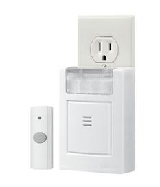 Nutone LA224WH Wireless Door Chime Plug-In Door Chime Kit with Strobe Light, 3-34”w x 4-12”h x 1-58”d