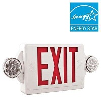 SI.A-LL LHQM LED R M6 2-Light Plastic LED White Exit Sign Emergency Combo with LED Heads and Red Stencil